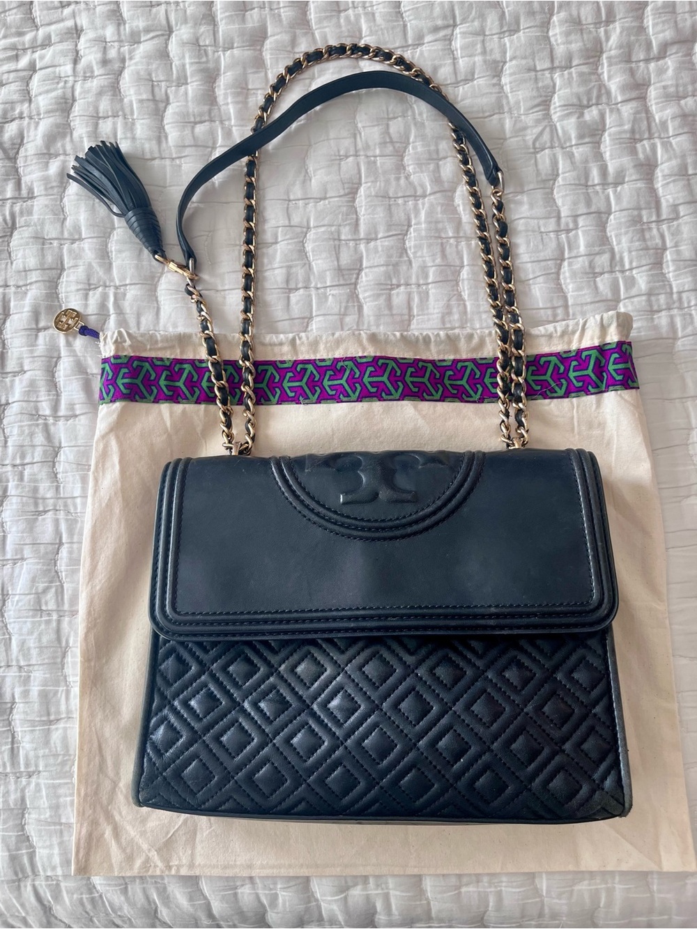 Tory Burch Black Quilted Leather Chain-Handle Shoulder Bag